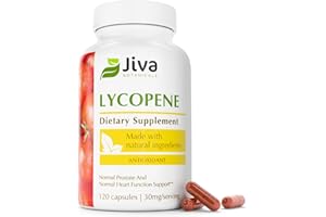 Jiva Botanicals Lycopene Supplement 30mg - Antioxidant Support for Normal Prostate and Heart Health Support - Lycopene from Tomato Extract - Made in The USA - Non GMO, Vegan - 120 Capsules
