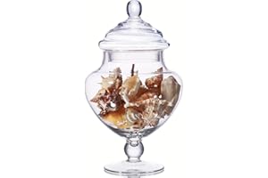 STELLA BAICØ Stella Baic Small Heart-Shaped Glass Apothecary Jars with Lids, Clear, 28 Fl. Oz (9" H x 5" D), Perfect for Candy Buffet, Home Decor, Bathroom Storage, Wedding Party