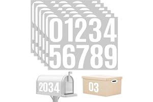 DXMWWTP 6 Sheets Mailbox Numbers Stickers 60 Pieces 4 Inch Waterproof Viny Self Adhesive House Number Decals Anti Fading Number Signs for Signs Cars Home Doors Business Address Number Residence (White)