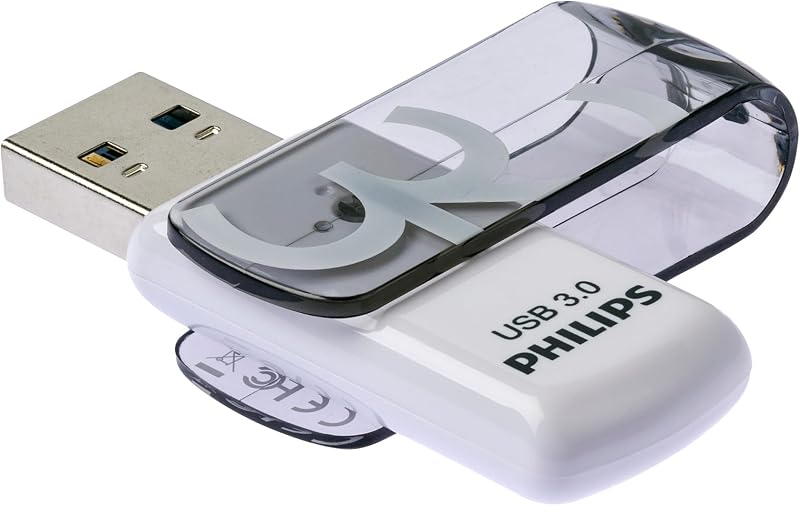 Philips USB 3.0 Pendrive 32GB Gray Vivid Edition Rotating Cap Fast Data Transfer