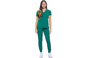 M&M SCRUBS Women's Essential Jogger Scrub Set Nursing Uniform Clearance Cool Stretch Scrub Top and Pant Workwear