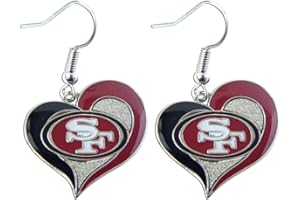 Aminco NFL San Francisco 49ers Swirl Heart Earrings,Team Color,One Size