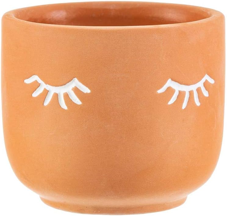 Sass & Belle Mini Eyes Shut Terracotta Planter, Brown