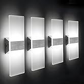 ChangM Modern Wall Sconce 12W, Set of 4 LED Wall Lamp Cool White Acrylic Material Hardwired Wall Mounted Wall Lights