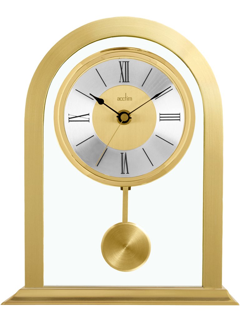 Acctim 36938 Colney Stylish Metal and Glass Pendulum Quartz Mantel Table Clock in Gold
