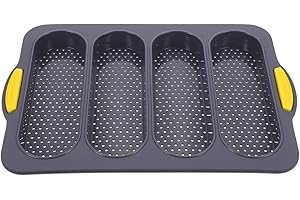 BEBEMOKO 4 Slot French Bread Mold Non-Stick Silicone Baguette Baking Pan Loaf Tray for Home Kitchen Baking Breakfast and Tea