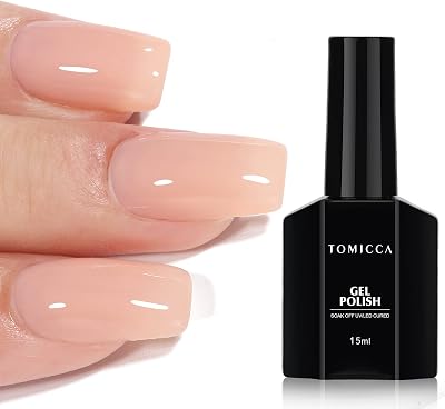 TOMICCA Gel Nail Polish Translucent Pink White 15ML Soak-Off UV LED