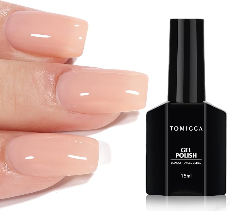 TOMICCA Gel Nail Polish Translucent Pink White 15ML Soak-Off UV LED