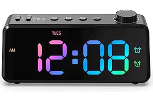 ANJANK Digital FM Radio Alarm Clock for Bedroom, 6.5'' Large Colorful Display for Kids Teens, Weekday/Weekend Dual Alarm, 0-100% Dimmable Brightness, Small Desk Clock with USB Charging Port