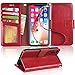 Arae Case for iPhone X/Xs, Premium PU Leather Wallet Case [Wrist Straps] Flip Folio [Kickstand Feature] with ID&Credit Card Pockets for iPhone X (2017) / Xs (2018) 5.8 inch (Wine red)