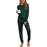 Ekouaer Pajamas Womens Long Sleeve Pj Set 2 Piece Loungewear Soft Comfy Sleepwear with Jogger Pants S-XXL