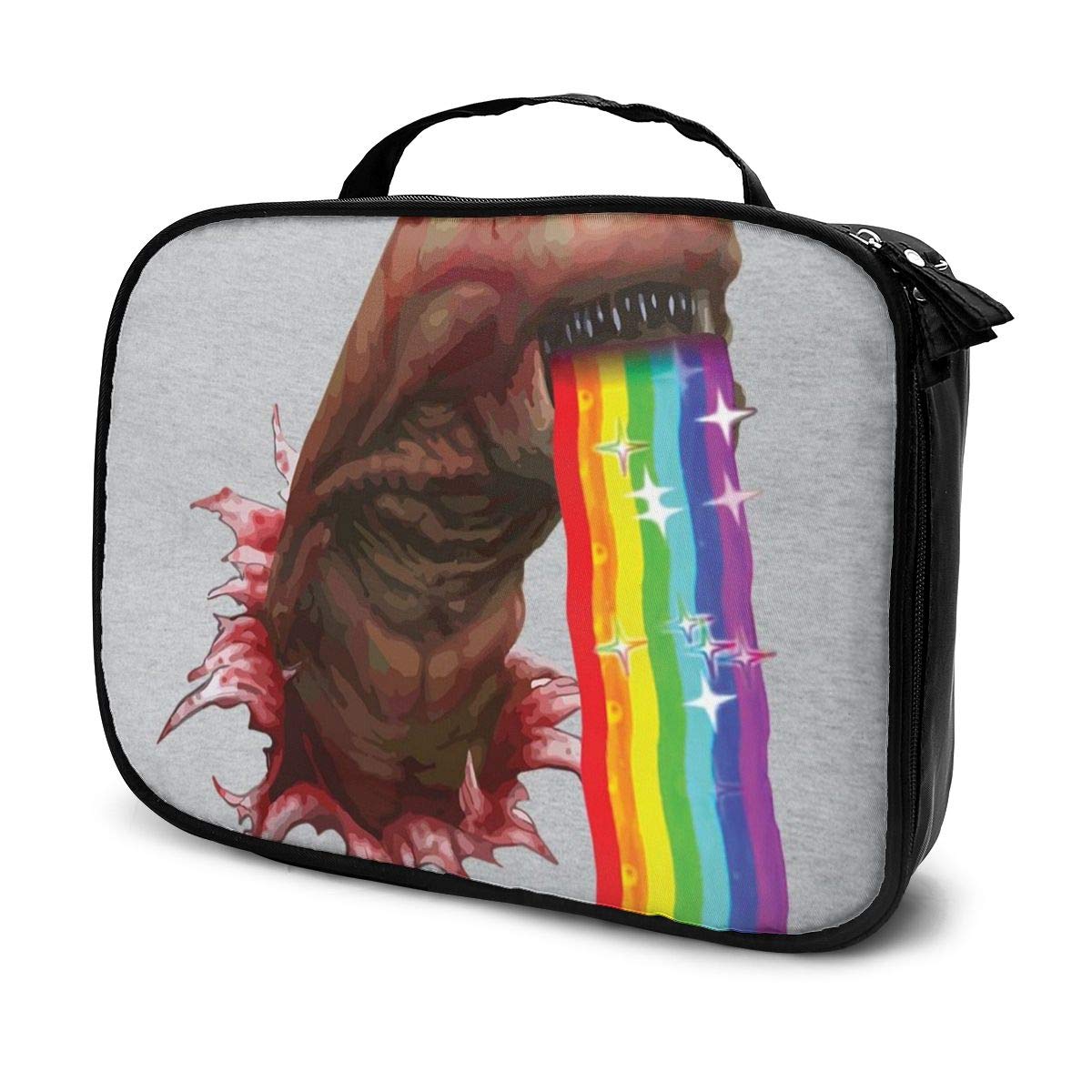 Multi-Functional Bag With Compartments Alien Chestburster Puking Rainbow Snapchat Filter Professional Cosmetic Pouch Travel Kit Makeup Boxes Makeup Bag