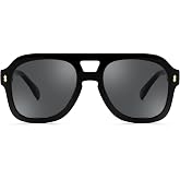FEISEDY Retro Thick Aviator Sunglasses for Women Men, Large Vintage Shades | Oversized Square Pilot Chunky Sun Glasses B9174