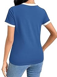 Remidoo Womens Ringer Tee Crew Neck Color Block