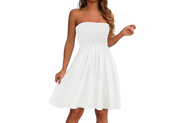 elescat Summer Dresses for Women 2026 Strapless Casual Beach Cover Ups Tube Top Sundress