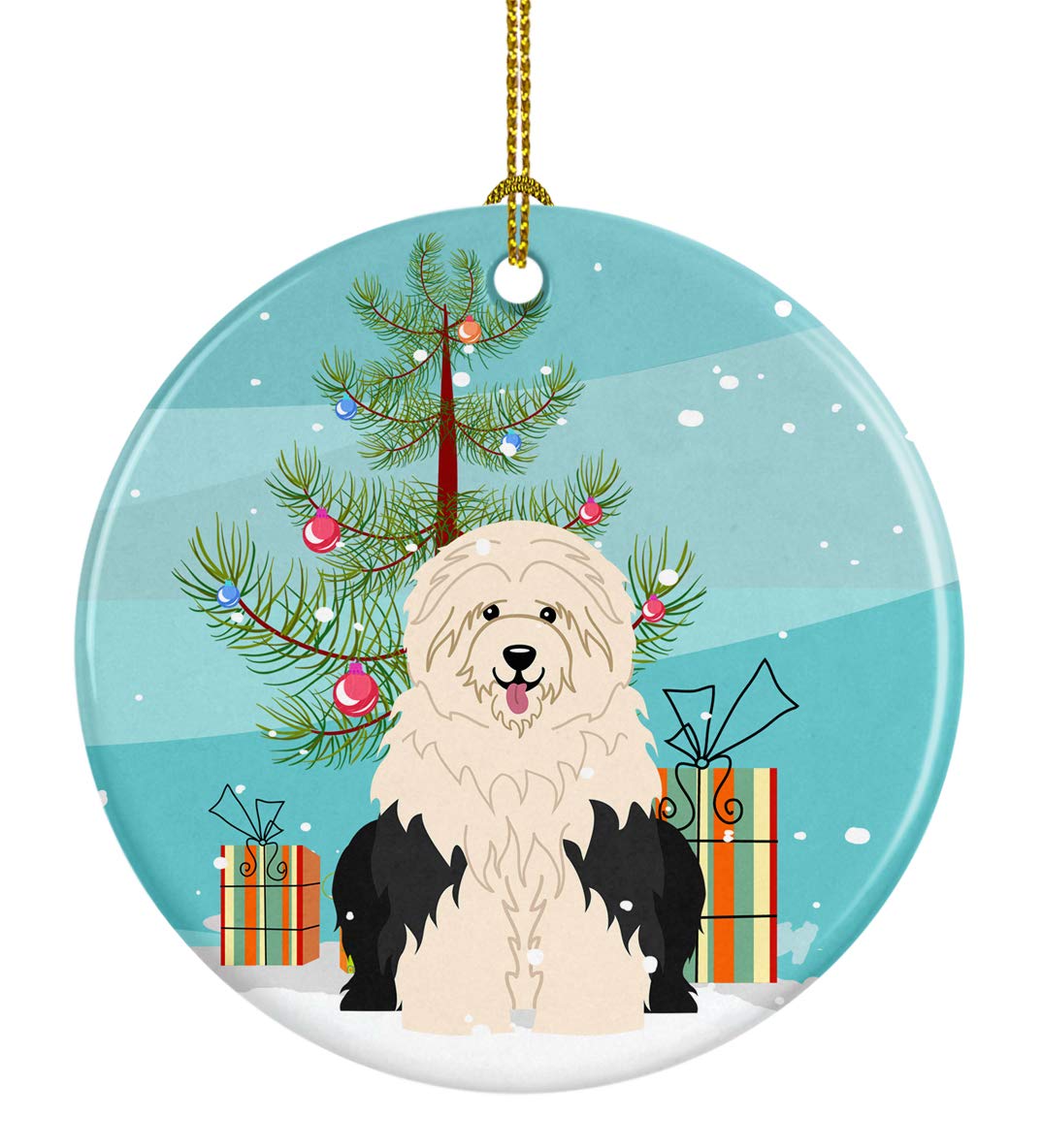 Caroline's Treasures Merry Christmas Tree Old English Sheepdog Ceramic Ornament