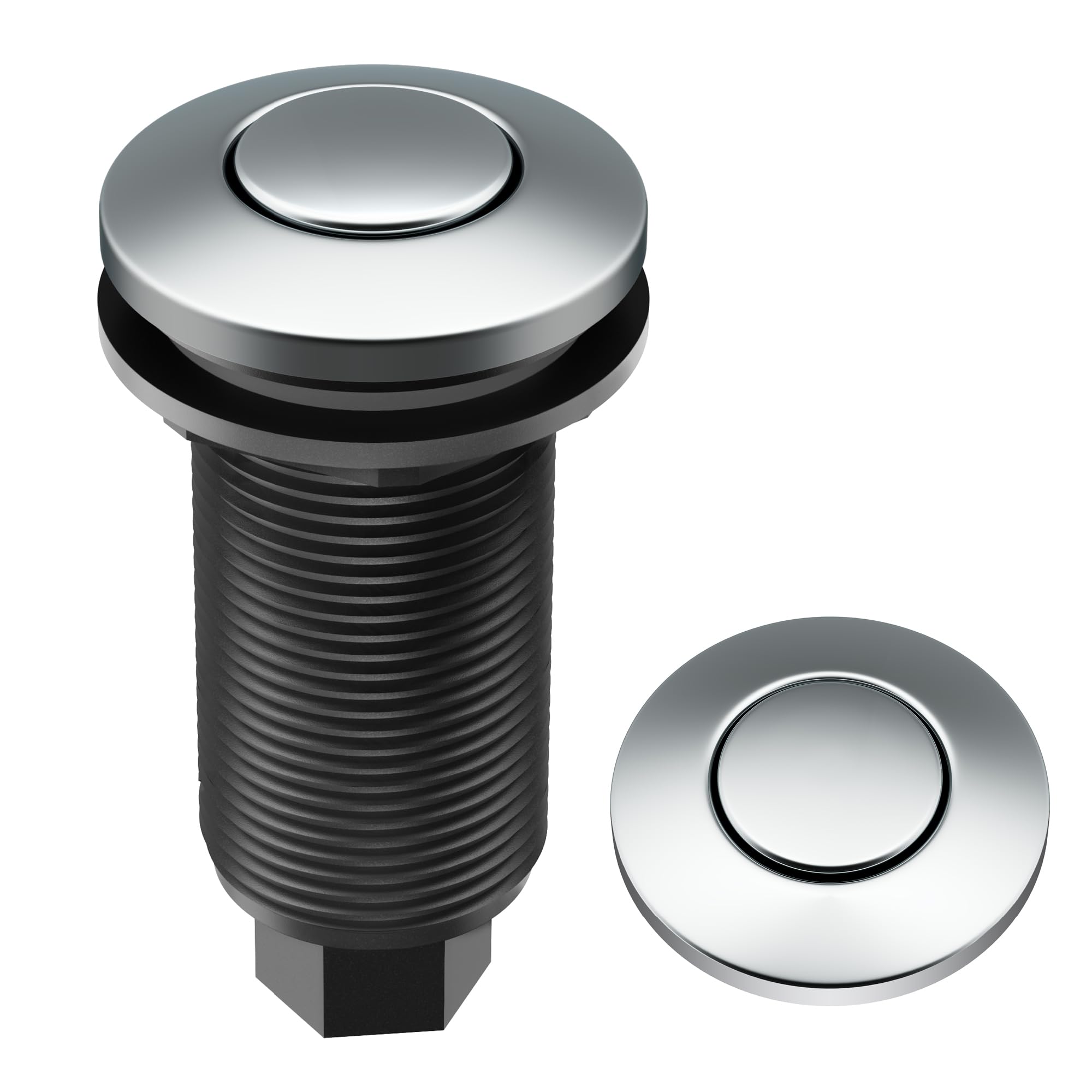 KRAUS Garbage Disposal Air Switch Kit in Chrome with Push Button, AC Adapter, Power Cord, and Air Tube Included, KWDA-100CH