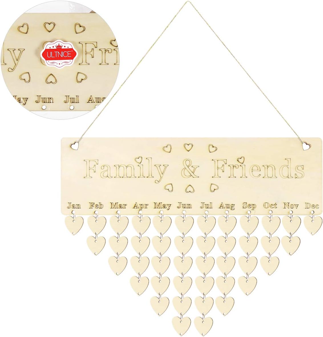 Noel Ameublement Et Decoration Healifty Calendrier Danniversaire Vide En Bois A Suspendre Pour Loisirs Creatifs Centromotorsa Com Ar