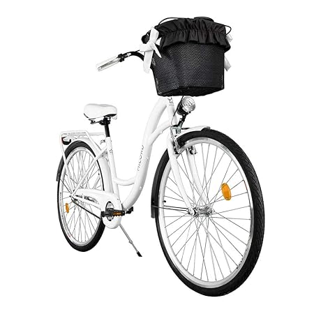 Milord. 2018 Komfort Fahrrad mit Korb, Hollandrad, Damenfahrrad, 3-Gang, Weiß, 28 Zoll