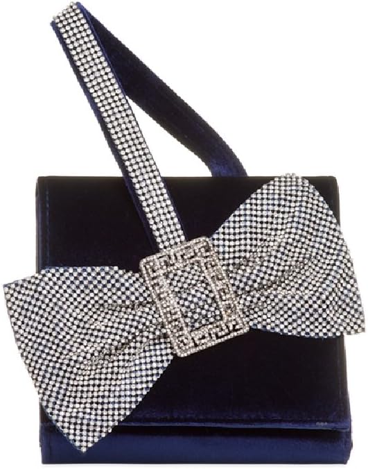 Ladies Designer Velvet Bow Clutch Bag - Women's Diamante Bow Evening Handbag Purse KW222