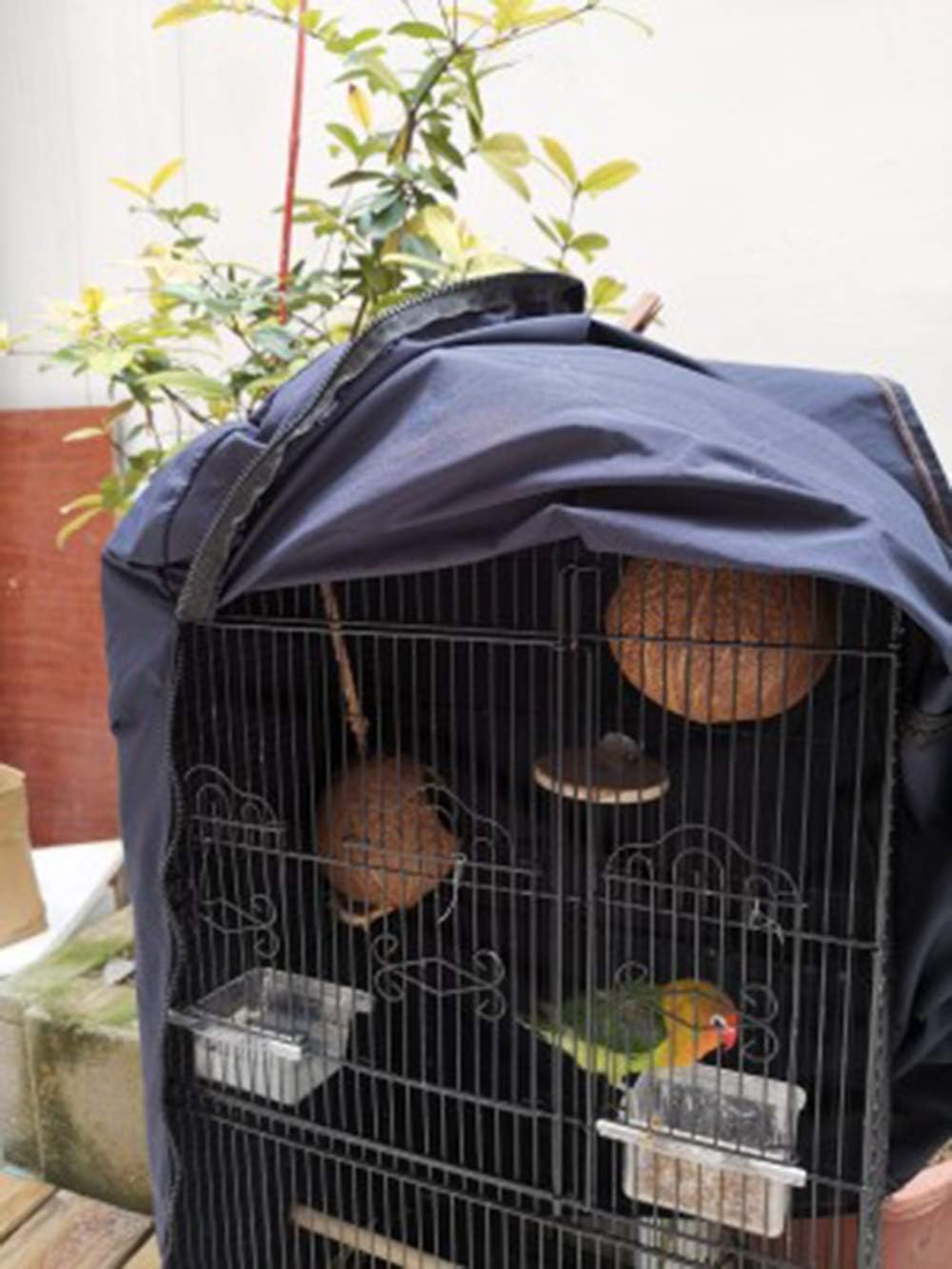 Gatycallaty Bird Cage Covers for Large Round Dome Parrot Birdcage Protective Cloth Cover Good Night Warm Shell Shield for Square Pet Cage Skirt Crate Double Zipper Breathable (Large, Navy) : Pet Supplies