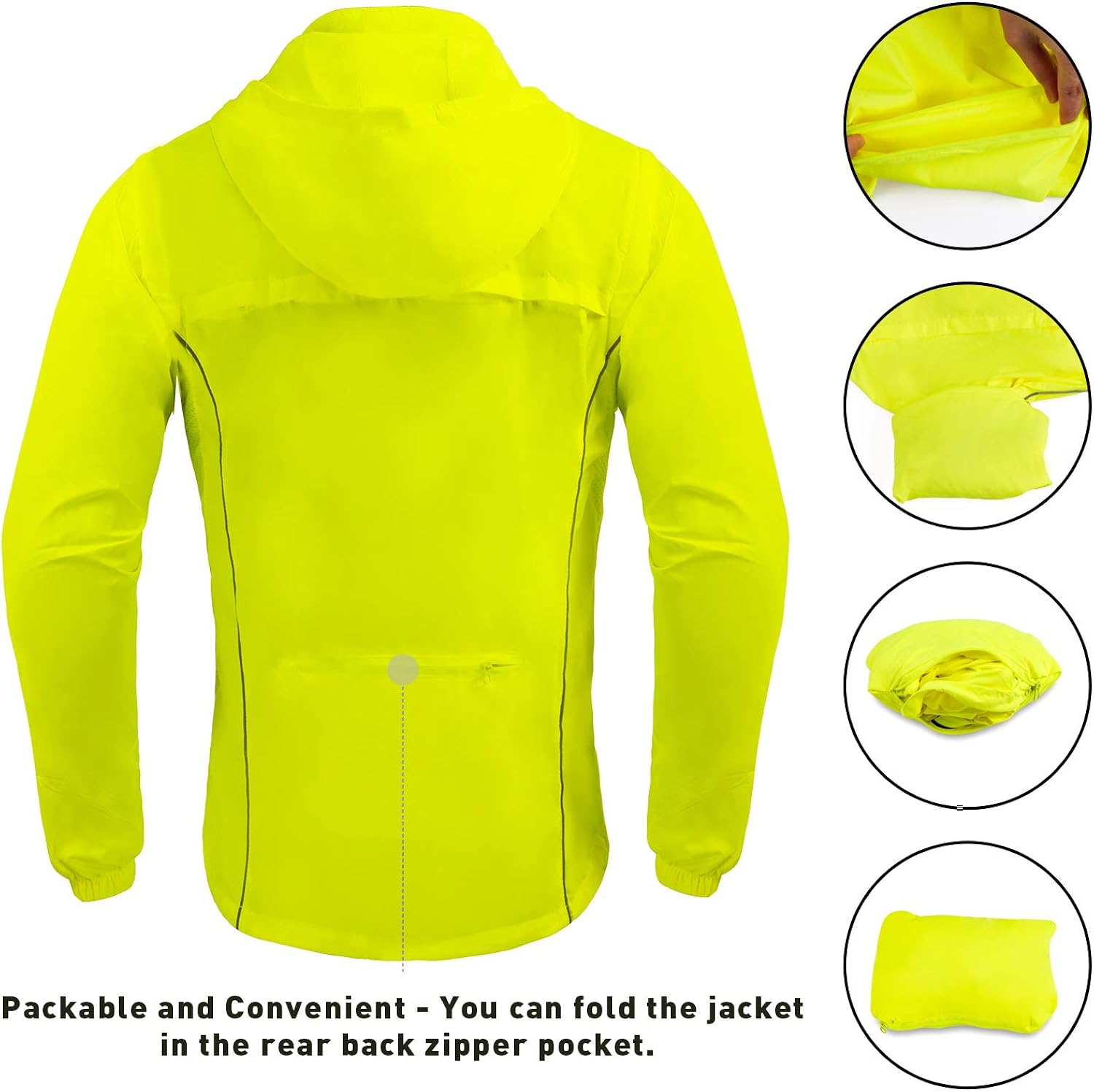 Men's Cycling Jacket Windproof Running Vest Lightweight Hight Visibility Outdoor Windbreak With Detachable Sleeves : Sports & Outdoors
