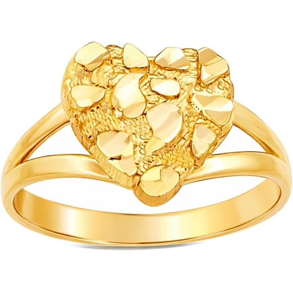 Amazon.com: 10k Yellow Gold Nugget Ring For Women : Clothing