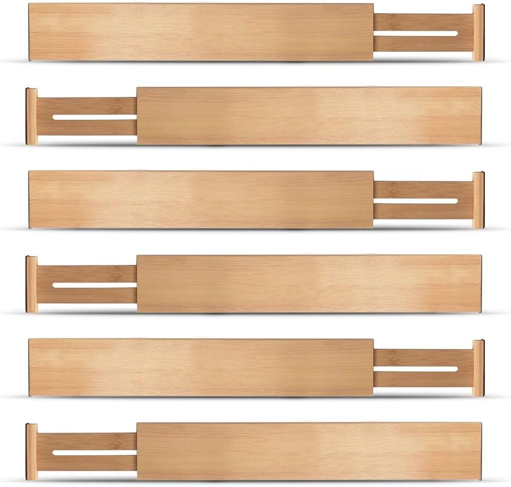 Amazon Com Bambusi Kitchen Drawer Dividers 6 Pack Bamboo Drawer