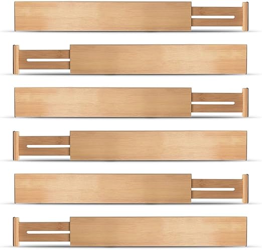 Amazon Com Bambusi Kitchen Drawer Dividers 6 Pack Bamboo Drawer