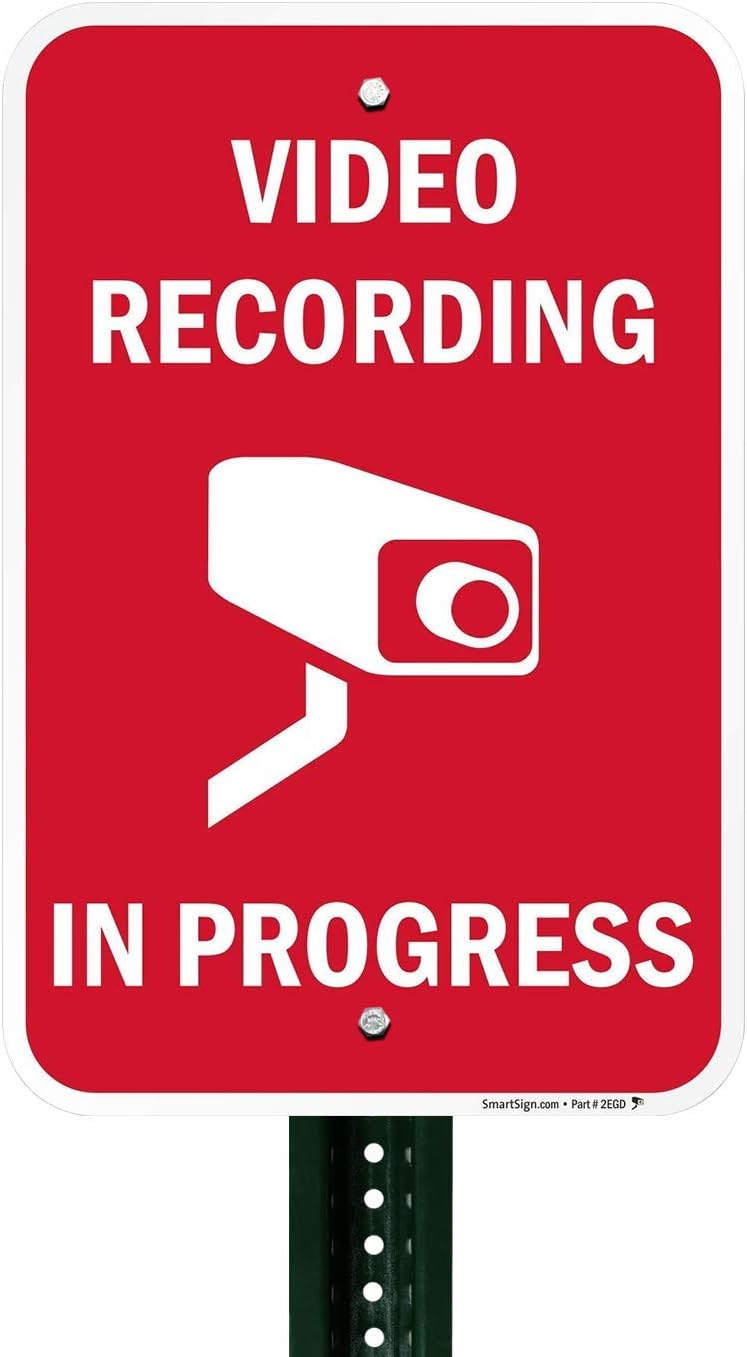 Amazon Com Smartsign Video Recording In Progress Sign 12 X 18 Aluminum Yard Signs Garden Outdoor