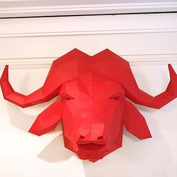 Amazoncom Myrclzz Diy Handmade Buffalo Head Red Origami