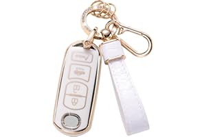 CACARLIKE for Mazda Key Fob Cover with Mazda Keychain, Car Key Fob Case Compatible with Mazda 3 6 8 Miata MX-5 CX-3 CX-5 CX-7 CX-9 Smart Key Protector
