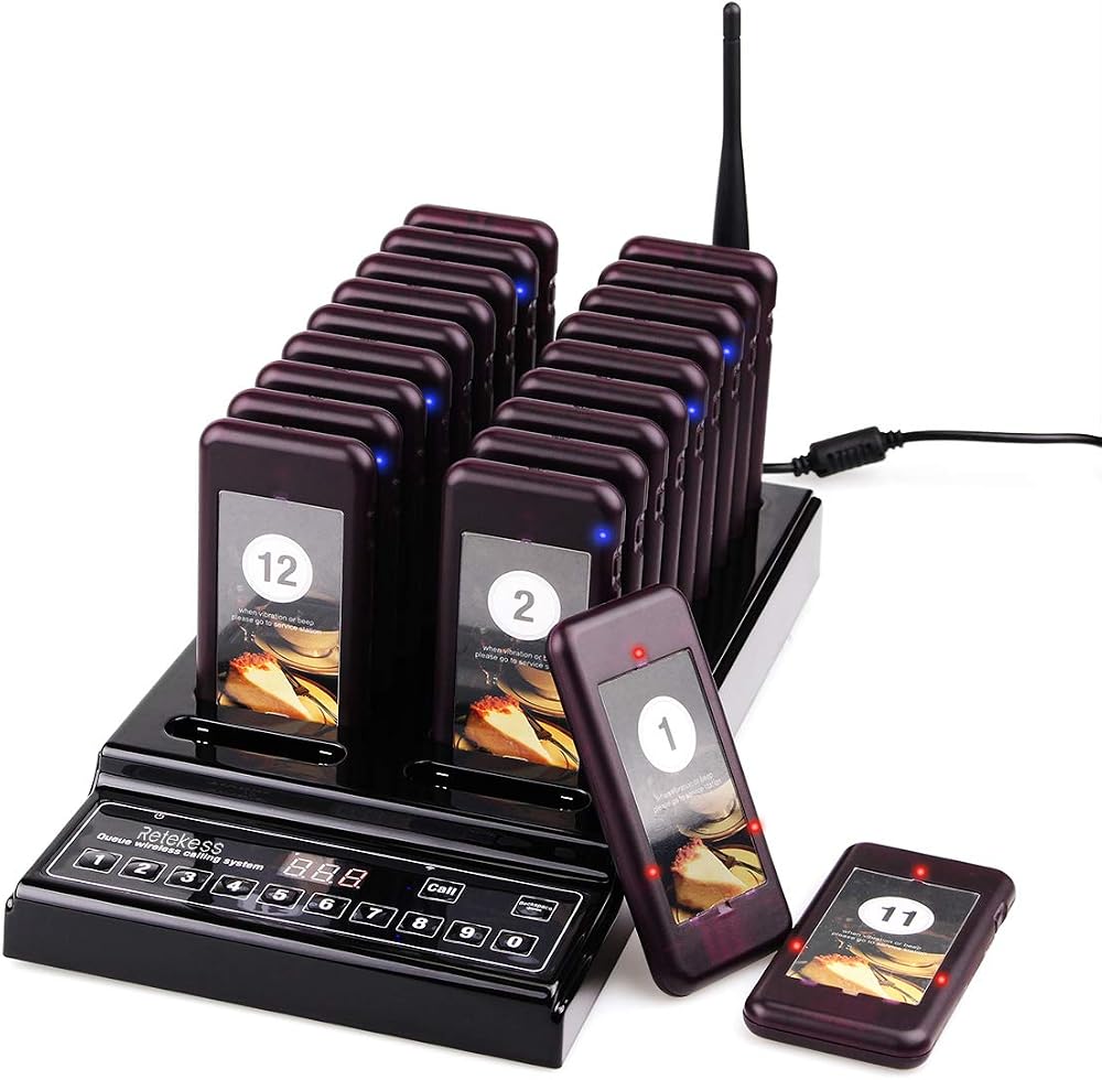 Retekess T112 Restaurant Pager System 20 Pagers 500M UK Plug Easy Setup