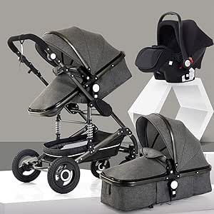 Carrito Bebé 3 en 1 for niños, Compacto antichoque Silla de Paseo con