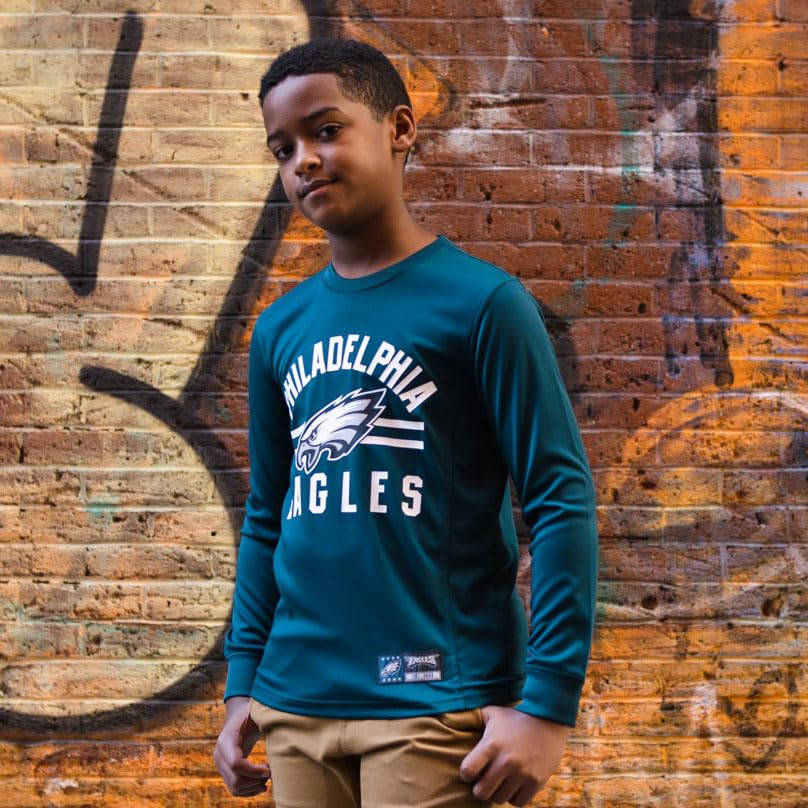 Ultra Game NFL Official Youth Super Soft Supreme Long Sleeve T-Shirt, Baltimore Ravens, Team Color, 18-20