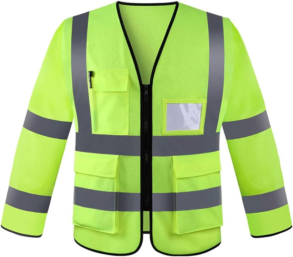 XXW Reflective Vests Night Traffic Safety Reflective Vest Construction Vest Safety Fluorescent Vest Sanitation Workers Work Clothes Long Sleeves Safety Vest (Color : Fluorescent Color)