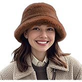 Maiduoduo Womens Winter Faux Fur Fuzzy Bucket Hat Fluffy Warm Hat Furry Fisherman Cap
