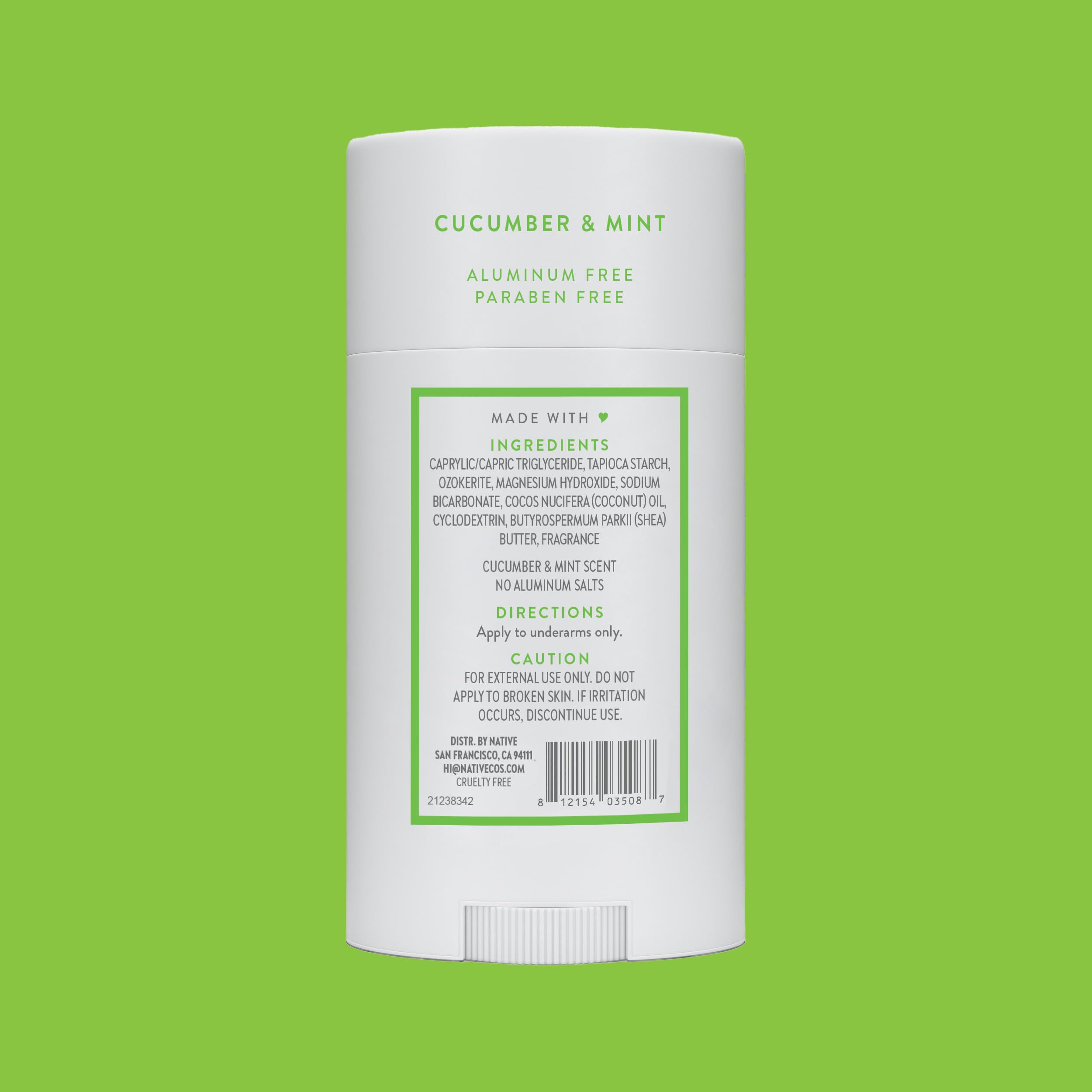 Native Aluminum-Free Clean Deodorant with Natural Derived Ingredients, 72HR odor control | Deodorant for Women and Men, With Baking Soda, Coconut Oil, Shea Butter | Cucumber & Mint