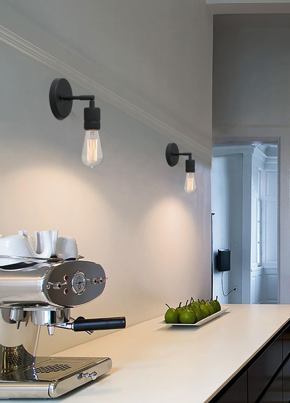 Yosoan Set of 2 Vintage Up/Down Wall Light Industrial Antique Wall Lamp Fitting Fixtures,Wall Sconce Edison Lamp for Kitchen, Hall, Dining Room, Bedroom,Bar, Restaurants, Coffee Shop (Black)