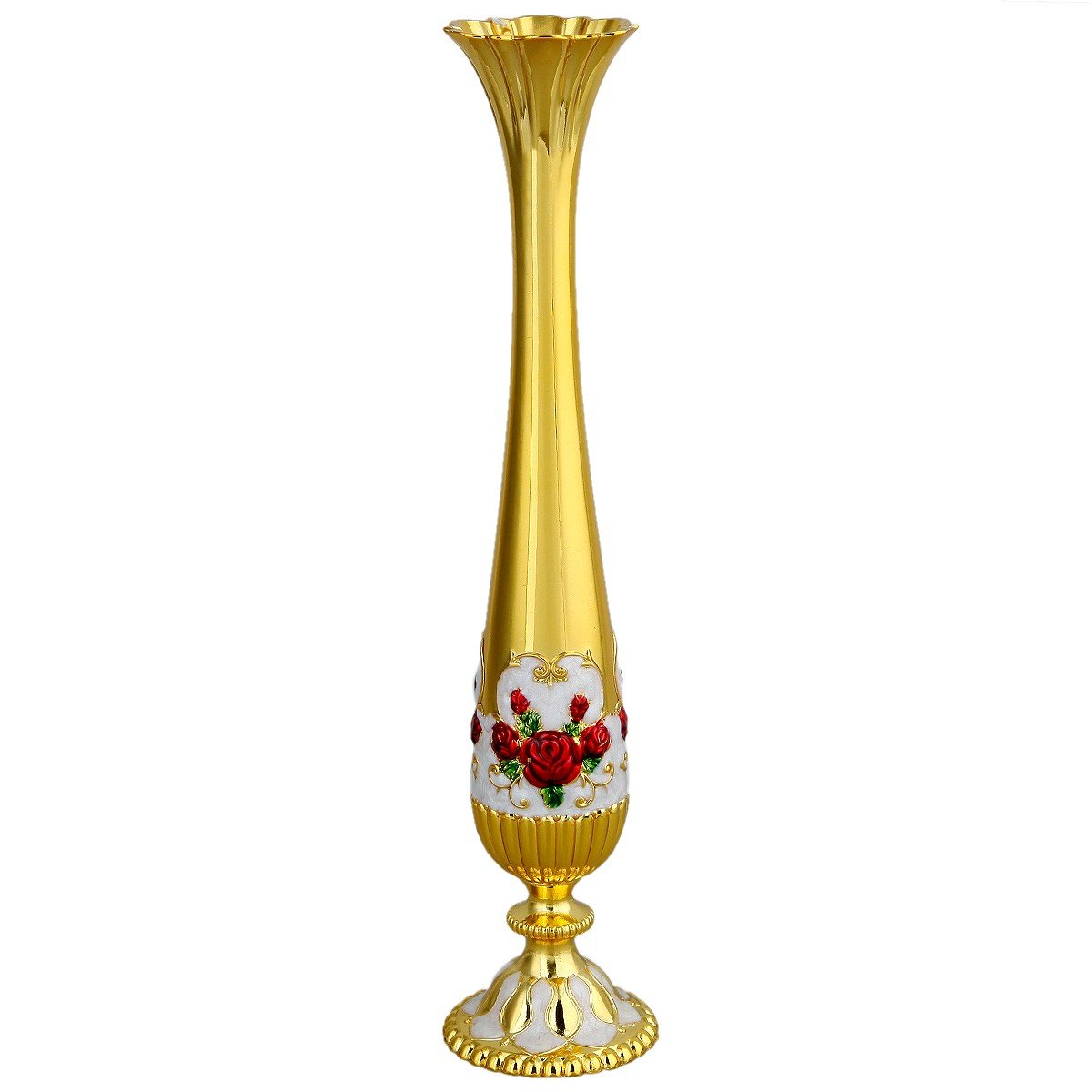 mookaitedecor 10" Single Stem Vase for Flower,Modern Decorative Tall Metal Floral Vase for Home Table Decoration,Gold Plated