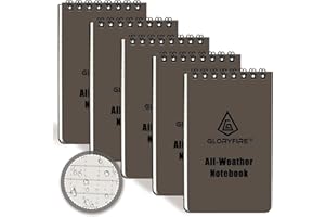GLORYFIRE Waterproof Notebook Tactical All-Weather Spiral Memo Paper Notepad with Waterproof Grid Paper for Outdoor Activities Recording 3"x5" (5pcs)