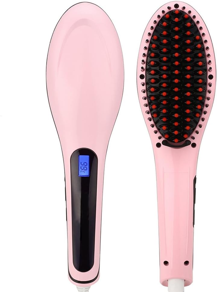 Hair Straightening Brush, PrettyMakeUp Professional Ceramic Heating Hair Straightening Comb Fast Natural Straight Hair Styling Anion Hair Care Massage Hair Straightener Brush
