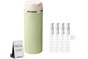 4 in 1 Travel Dispenser Bottle for Flying Essentials Camping Toiletries Pump Leak Proof Size Portable Containers for Shampoo Lotion Creams Body Wash Conditioner Refillable Attached Label (Green)