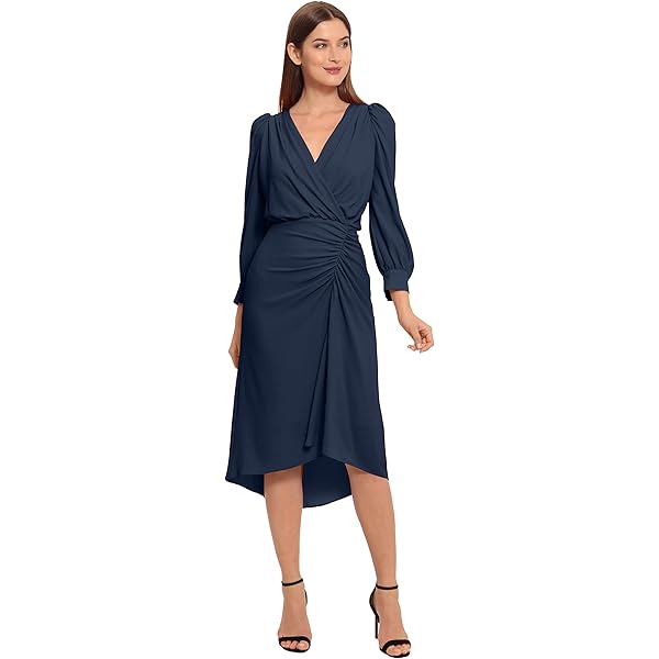 Maggy London Women's Dresses Long Sleeve V-Neck Faux Wrap Crepe Dress Event Party Occasion Guest of, Brilliant Blue, 0 at Amazon Women's Clothing store Maggy London Women's Dresses Long Sleeve V-Neck Faux Wrap Crepe Dress Event Party Occasion Guest of, Brilliant Blue, 0 at Amazon Women's Clothing store