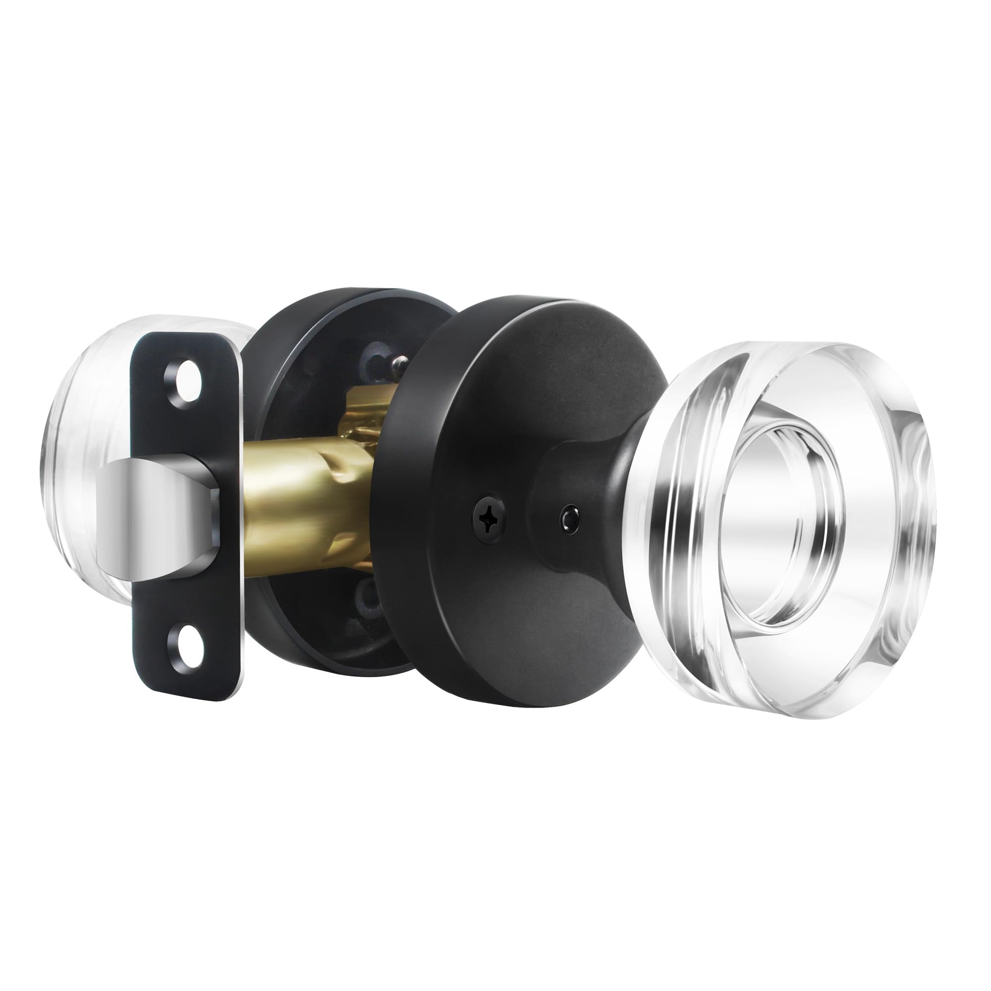 Photo 1 of naubea Matte Black Crystal Door Knobs Passage Door Knobs Interior, Round Vintage Glass Door Knob Black Door Handle for Hallway Pantry Closet Door Knob
