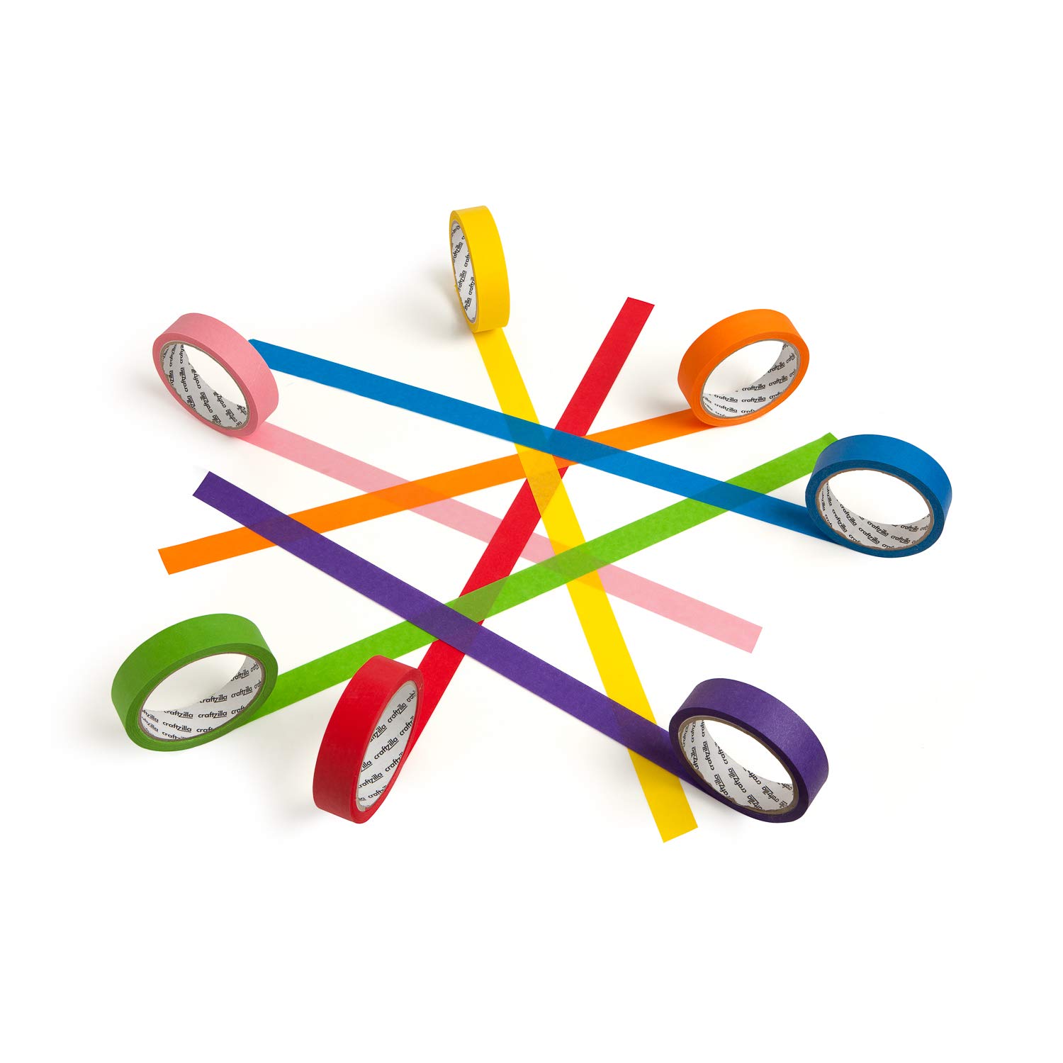 Craftzilla Colored Masking Tape - 7 Pack of 20 Yards x 1 inch Multi Color Rolls - Art and Crafts Colorful Set of Paper Tapes - for Kids Teachers Painters: Industrial & Scientific