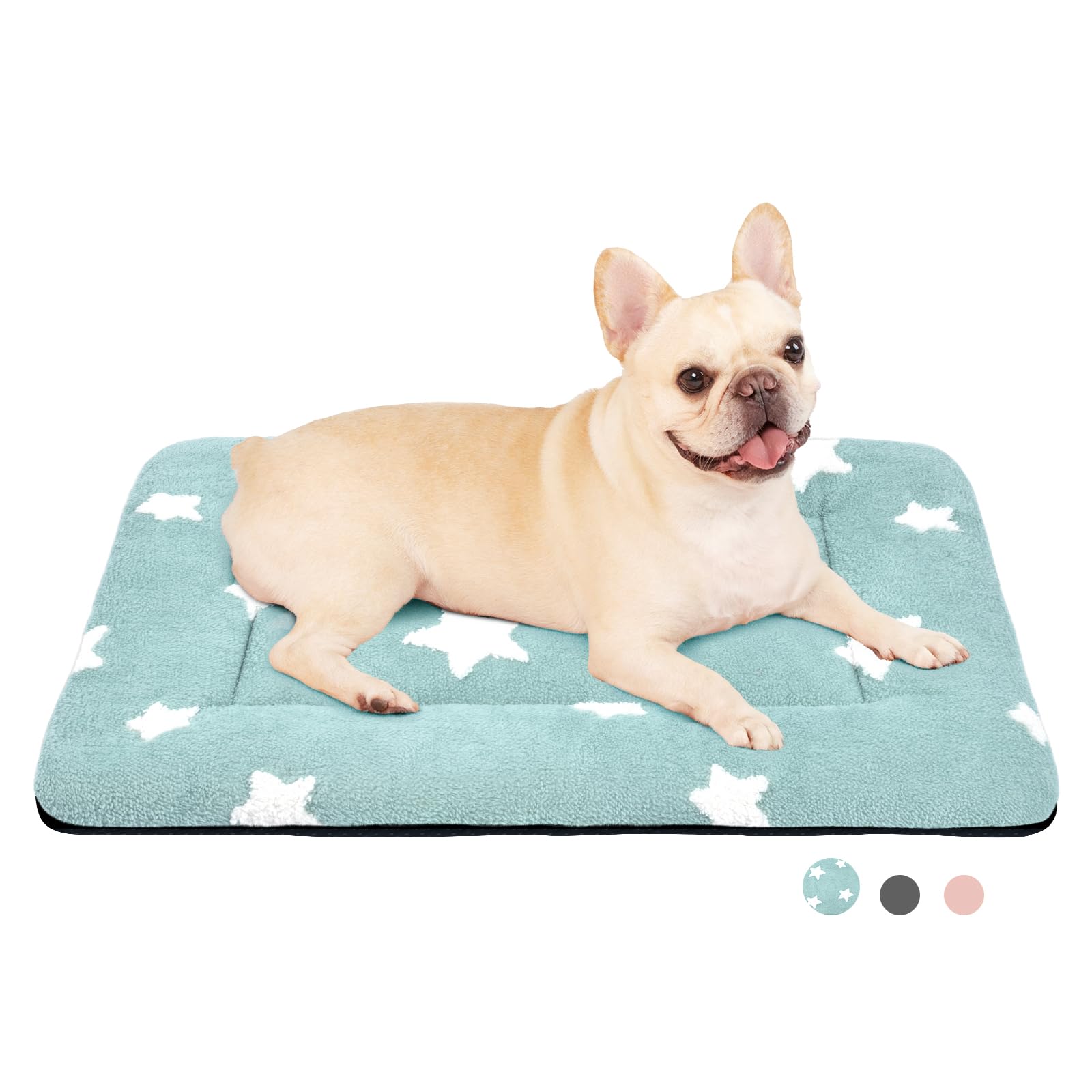 MORA PETS Medium Dog Bed Mattress 76 x 48cm Washable Dog Crate Bed Mat Soft Pet Bedding for 30 inch Cage Flat Puppy Bed Cushion with Anti-Slip Bottom Blue