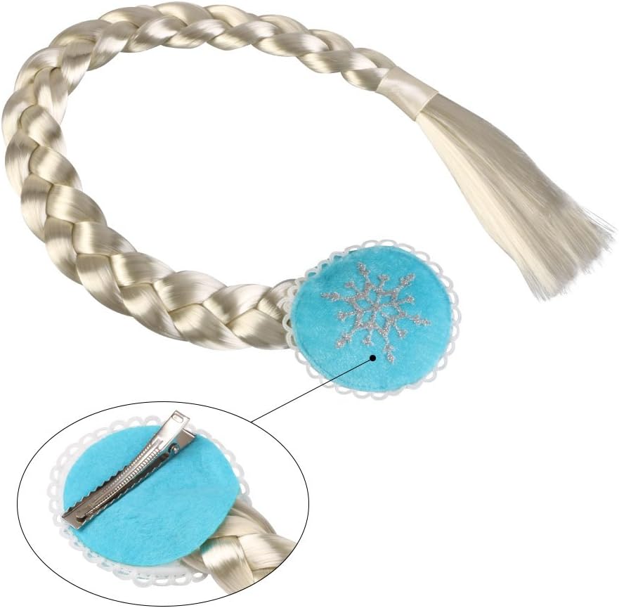 Vicloon Elsa Princess Dress Up Accessories, Crown Wand Blue Gloves Tiara braids Necklace Ring Earrings Set of 8 - Image 4
