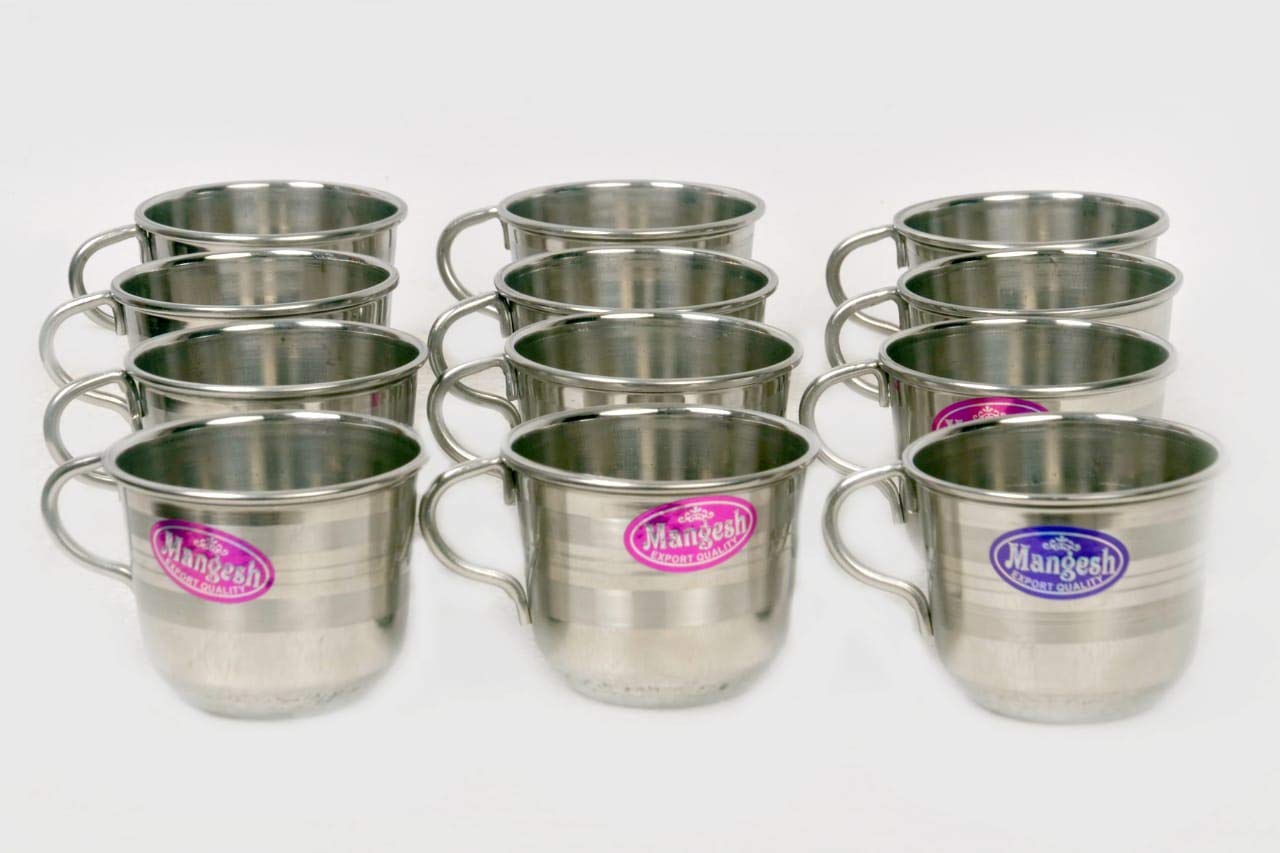 Buy set of 12 pieces stainless steel tea cups Online at Low Prices in