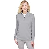 CrownLux Performance™ Ladies' Clubhouse Micro-Stripe Quarter-Zip L BLACK